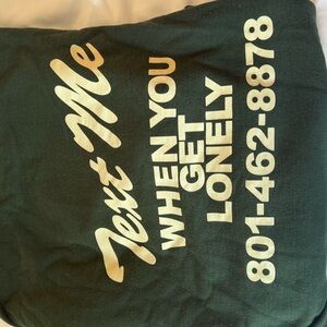 Lonely Ghost Green and Gold Text Me sweatshirt